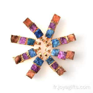 Bijoux fantaisie dorure trois couleur Crystal Cluster pendentif pour cadeau d’anniversaire de copine